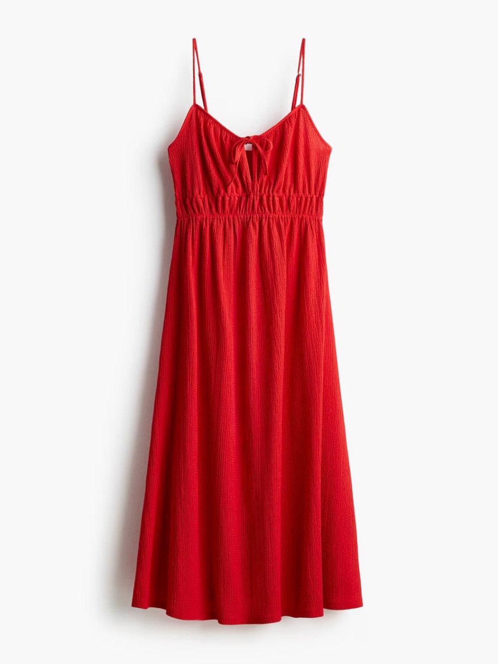 NWT! H&M Red Textured Spaghetti-Strap Dress